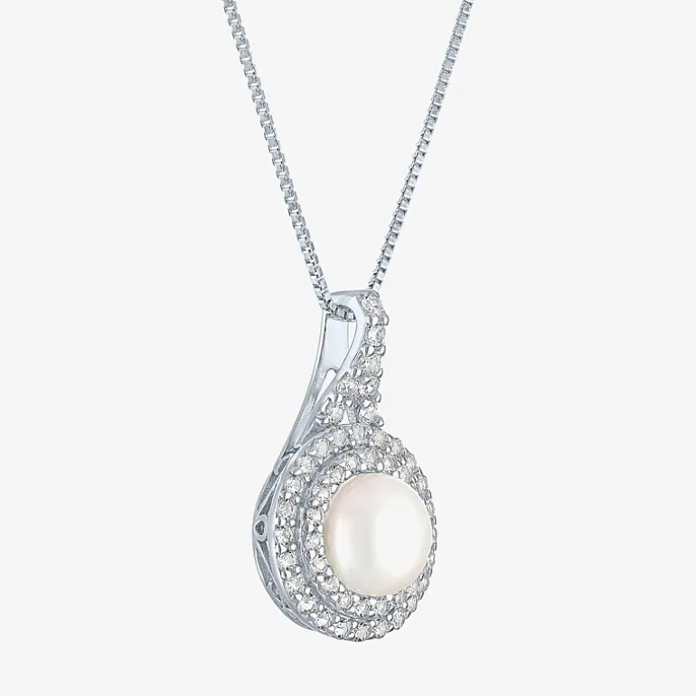 Gemstone & Lab-Created White Sapphire Sterling Silver Halo Pendant Necklace
