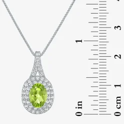 Gemstone & Lab-Created White Sapphire Sterling Silver Halo Pendant Necklace
