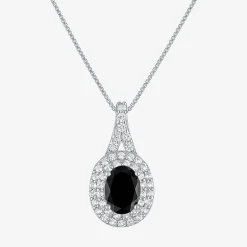 Gemstone & Lab-Created White Sapphire Sterling Silver Halo Pendant Necklace