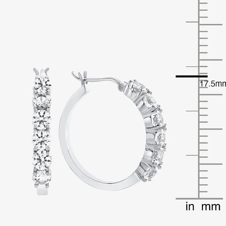 Gemstone & Lab-Created White Sapphire Sterling Silver Hoop Earrings