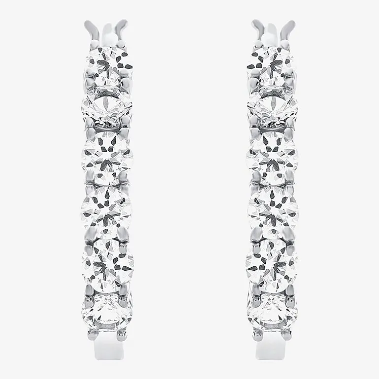 Gemstone & Lab-Created White Sapphire Sterling Silver Hoop Earrings