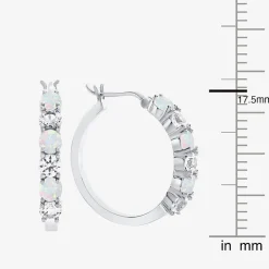 Gemstone & Lab-Created White Sapphire Sterling Silver Hoop Earrings