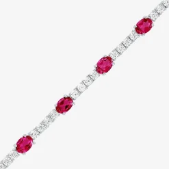 Gemstone Pure Silver Over Brass Tennis Bracelet