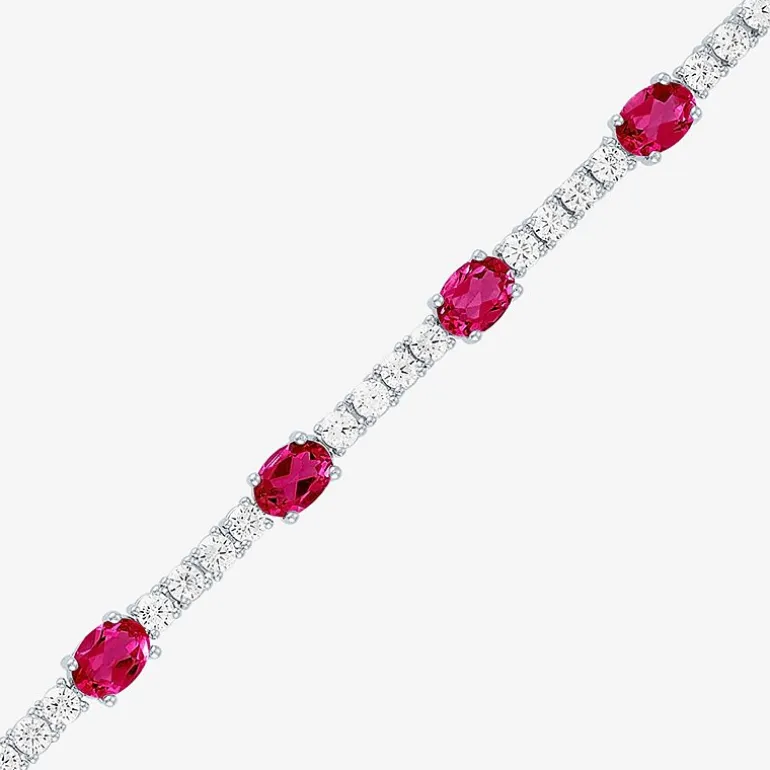 Gemstone Pure Silver Over Brass Tennis Bracelet
