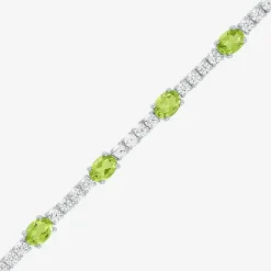 Gemstone Pure Silver Over Brass Tennis Bracelet