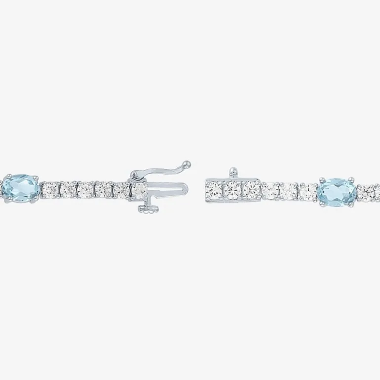 Gemstone Pure Silver Over Brass Tennis Bracelet