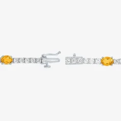 Gemstone Pure Silver Over Brass Tennis Bracelet
