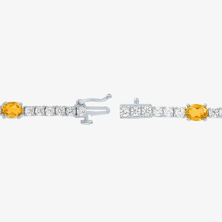 Gemstone Pure Silver Over Brass Tennis Bracelet