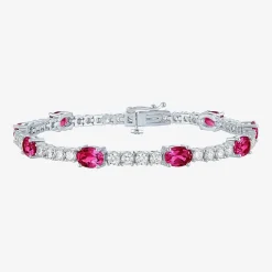 Gemstone Pure Silver Over Brass Tennis Bracelet