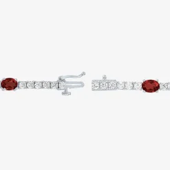 Gemstone Pure Silver Over Brass Tennis Bracelet