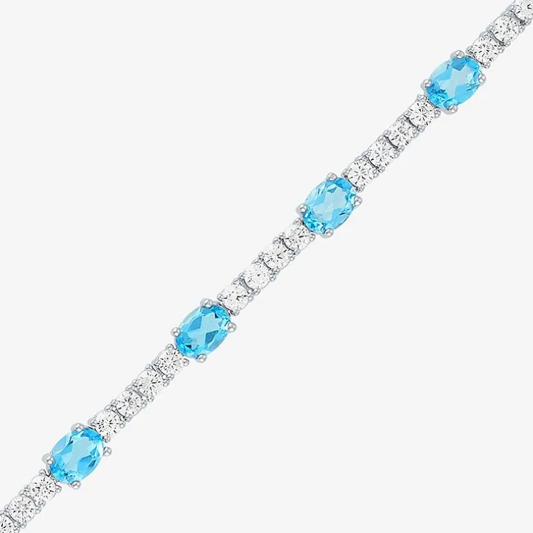 Gemstone Pure Silver Over Brass Tennis Bracelet