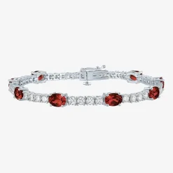 Gemstone Pure Silver Over Brass Tennis Bracelet