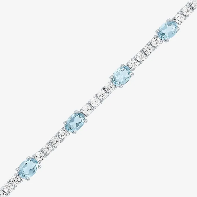 Gemstone Pure Silver Over Brass Tennis Bracelet