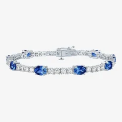 Gemstone Pure Silver Over Brass Tennis Bracelet