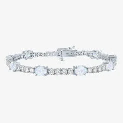 Gemstone Pure Silver Over Brass Tennis Bracelet