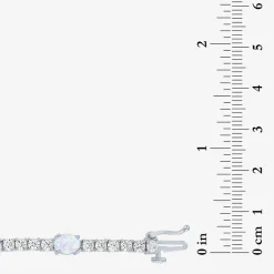 Gemstone Pure Silver Over Brass Tennis Bracelet