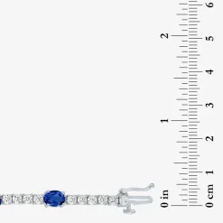 Gemstone Pure Silver Over Brass Tennis Bracelet