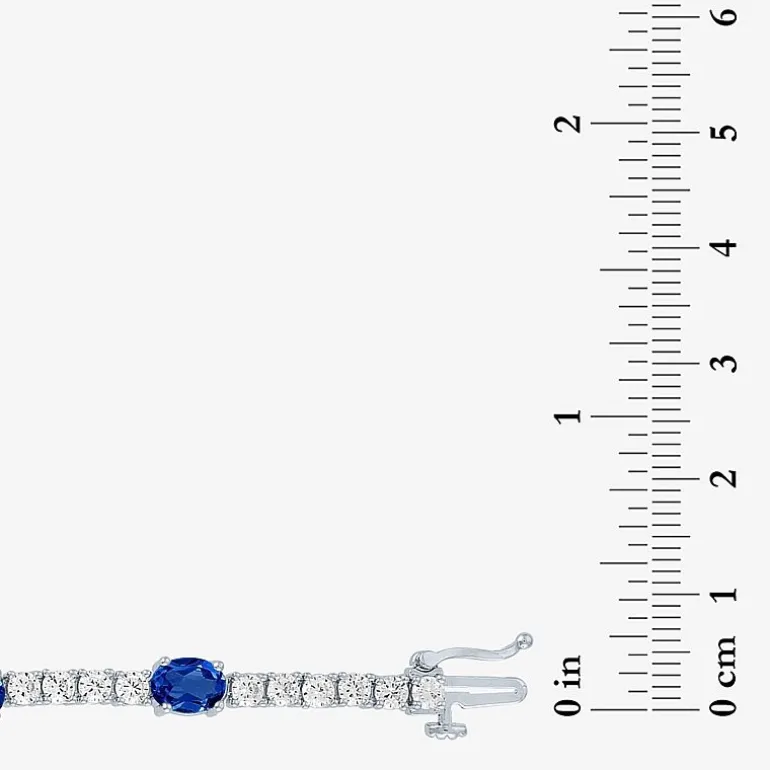 Gemstone Pure Silver Over Brass Tennis Bracelet