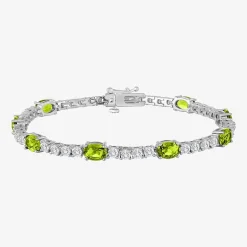 Gemstone Pure Silver Over Brass Tennis Bracelet