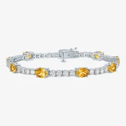 Gemstone Pure Silver Over Brass Tennis Bracelet