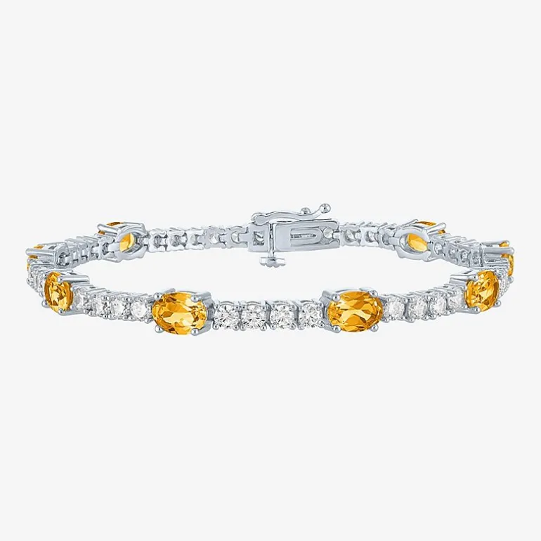 Gemstone Pure Silver Over Brass Tennis Bracelet