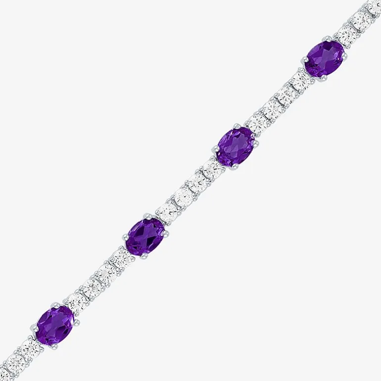 Gemstone Pure Silver Over Brass Tennis Bracelet