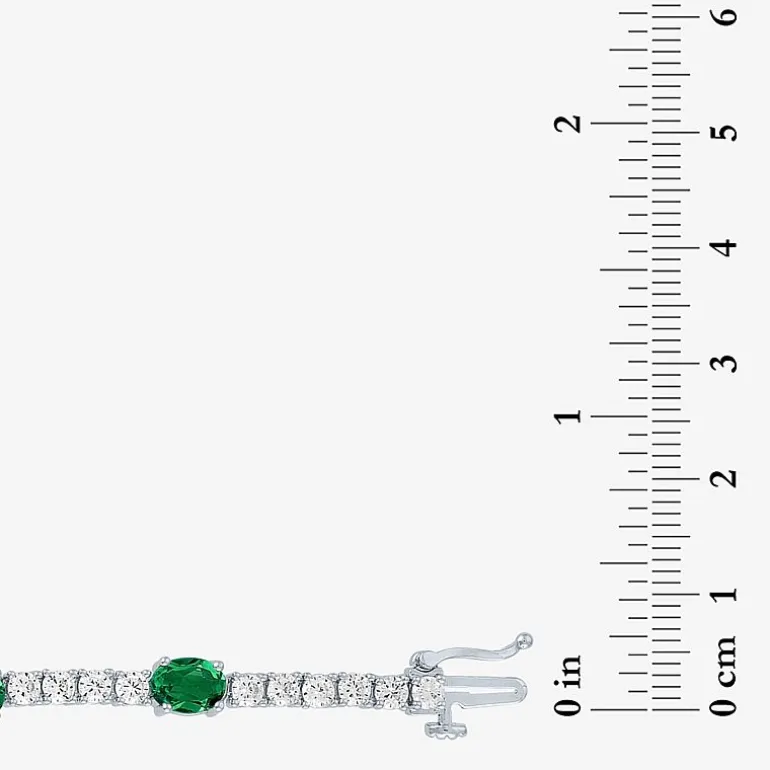 Gemstone Pure Silver Over Brass Tennis Bracelet
