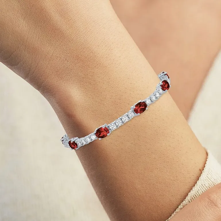 Gemstone Pure Silver Over Brass Tennis Bracelet