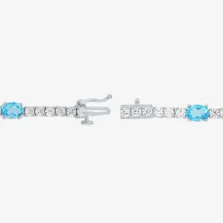 Gemstone Pure Silver Over Brass Tennis Bracelet