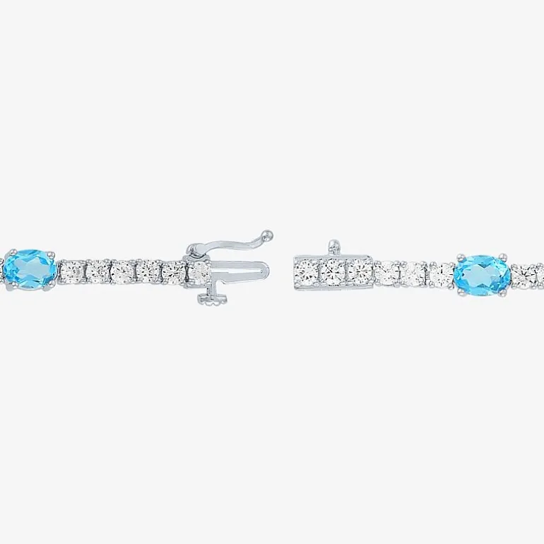 Gemstone Pure Silver Over Brass Tennis Bracelet