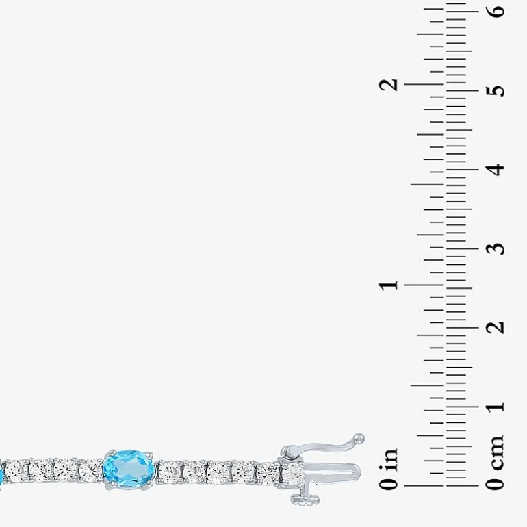 Gemstone Pure Silver Over Brass Tennis Bracelet