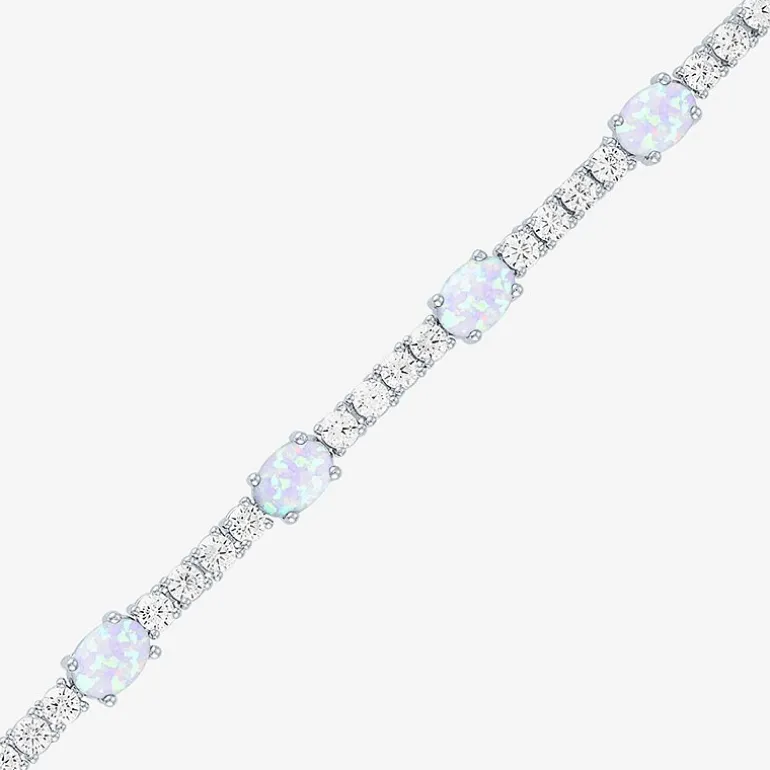 Gemstone Pure Silver Over Brass Tennis Bracelet