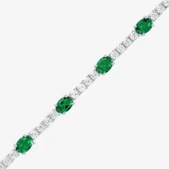 Gemstone Pure Silver Over Brass Tennis Bracelet