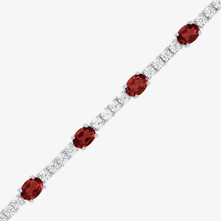 Gemstone Pure Silver Over Brass Tennis Bracelet