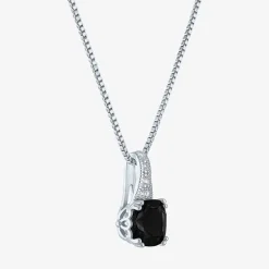 Gemstone Sterling Silver Cushion Pendant Necklace