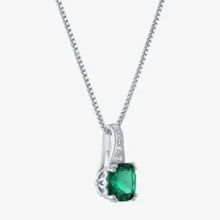 Gemstone Sterling Silver Cushion Pendant Necklace