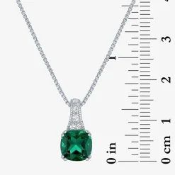 Gemstone Sterling Silver Cushion Pendant Necklace
