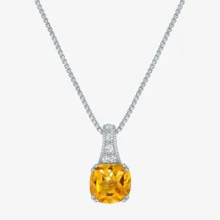 Gemstone Sterling Silver Cushion Pendant Necklace