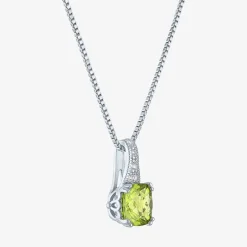 Gemstone Sterling Silver Cushion Pendant Necklace