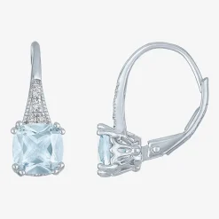 Gemstone Sterling Silver Cushion Drop Earrings