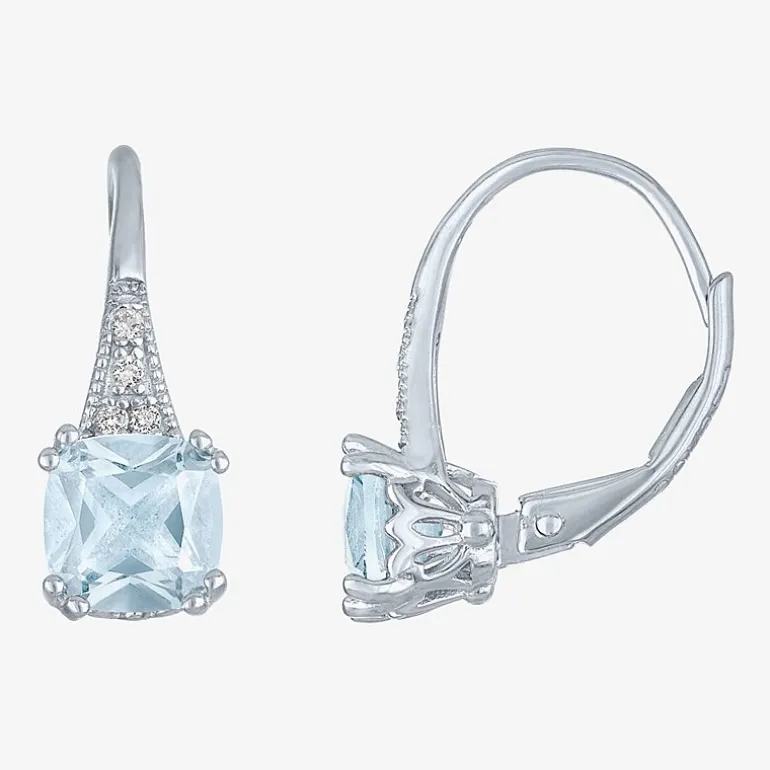 Gemstone Sterling Silver Cushion Drop Earrings