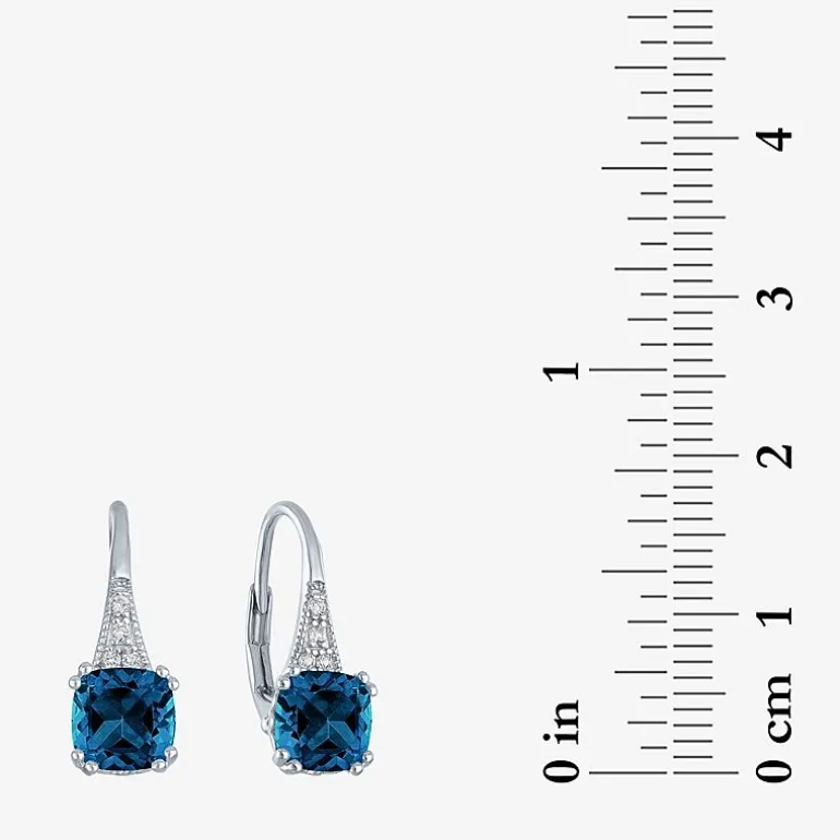Gemstone Sterling Silver Cushion Drop Earrings