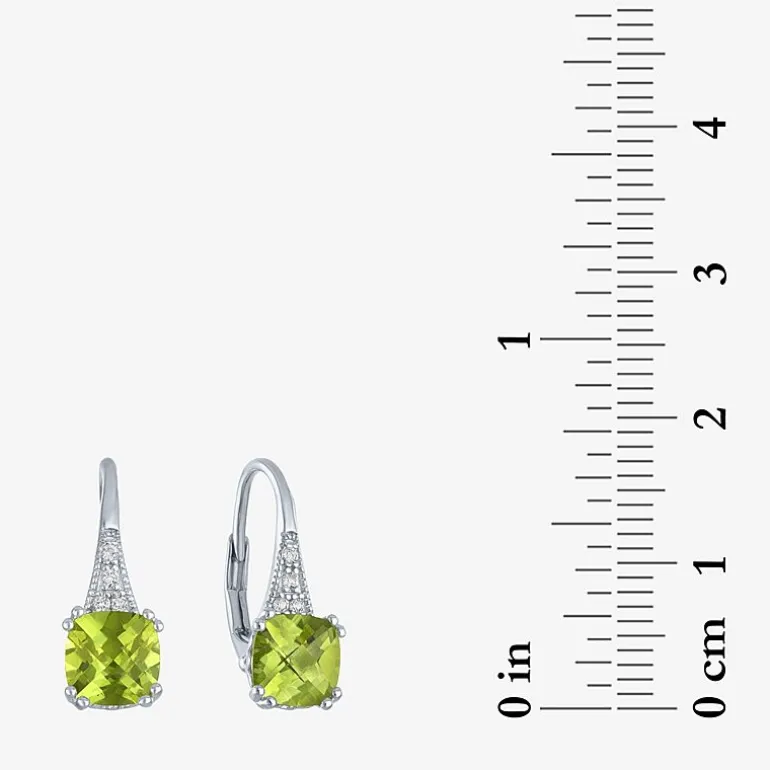 Gemstone Sterling Silver Cushion Drop Earrings