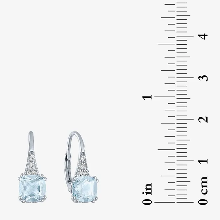 Gemstone Sterling Silver Cushion Drop Earrings