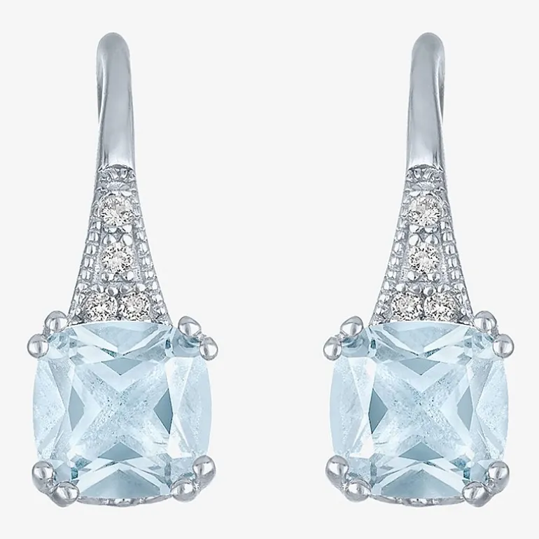 Gemstone Sterling Silver Cushion Drop Earrings