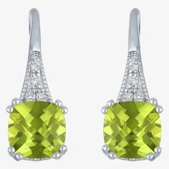 Gemstone Sterling Silver Cushion Drop Earrings