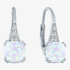 Gemstone Sterling Silver Cushion Drop Earrings