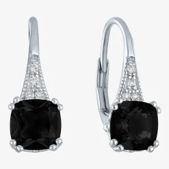 Gemstone Sterling Silver Cushion Drop Earrings