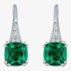 Gemstone Sterling Silver Cushion Drop Earrings
