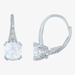 Gemstone Sterling Silver Cushion Drop Earrings